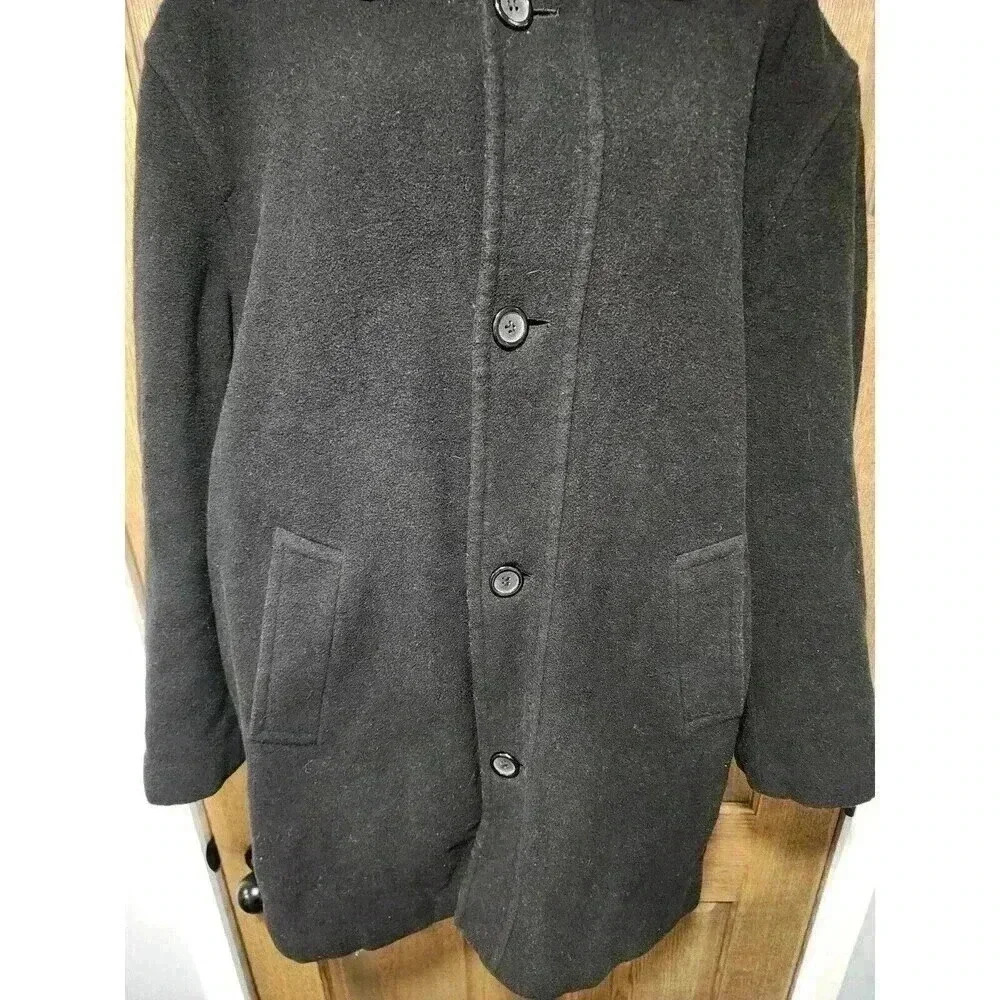 Ralph Lauren Cashmere Wool Overcoat Mens Black 42R Button Sport Trench Long Coat - Picture 2 of 8